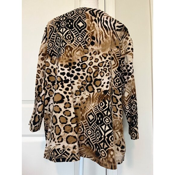 Ruby Rd. Womens Animal Print Top Leopard & Tribal Design Size 2X Gold Accents - Picture 2 of 9